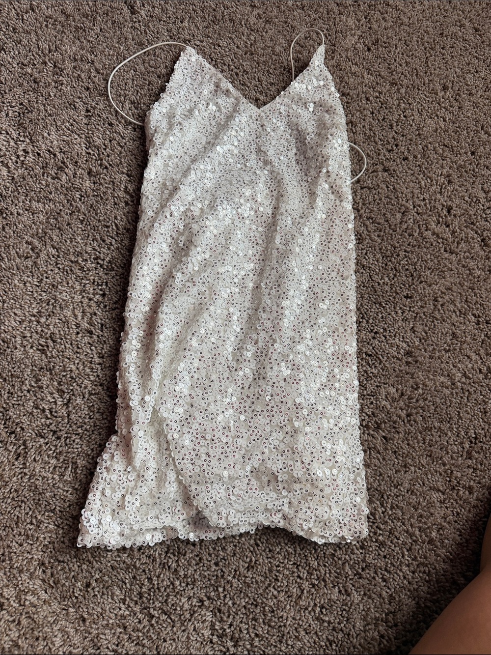 Lulu's White Sequin Slip Dress